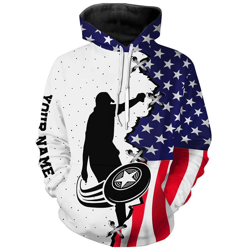 Women Disc Golf Hoodies American flag custom patriotic disc golf team jersey disc golf wear NQS8576