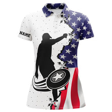 Load image into Gallery viewer, Women disc golf polo shirt American flag custom patriotic disc golf team jersey disc golf wear NQS8576