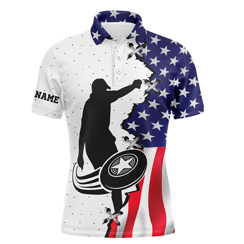 Mens disc golf polo shirt American flag custom patriotic disc golf team jersey disc golf wear NQS8576