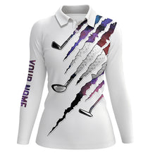 Load image into Gallery viewer, White Golf Polo Shirt for Women Custom golf clubs golf attire for ladies, gifts for golf lovers NQS8581