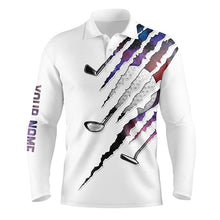 Load image into Gallery viewer, White Golf Polo Shirt for men Custom golf clubs golf attire for men, gifts for golf lovers NQS8581