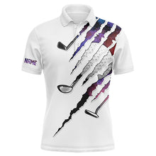 Load image into Gallery viewer, White Golf Polo Shirt for men Custom golf clubs golf attire for men, gifts for golf lovers NQS8581