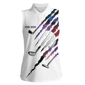 White Golf sleeveless Polo Shirt Custom golf clubs golf attire for ladies, gifts for golf lovers NQS8581