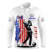 Load image into Gallery viewer, American Flag White Mens polo golf shirts custom patriotic team golf shirts for mens golfer gifts NQS8828