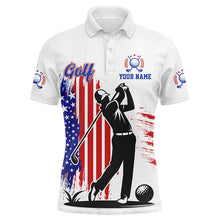 Load image into Gallery viewer, American Flag White Mens polo golf shirts custom patriotic team golf shirts for mens golfer gifts NQS8828