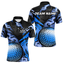 Load image into Gallery viewer, Black and blue camo golf ball Mens golf polos shirts custom Mens golf clothing, gifts for golfer NQS9295