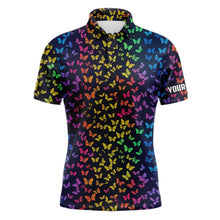 Load image into Gallery viewer, Rainbow Butterflies pattern Mens golf polos shirts custom Butterfly Mens golf clothing NQS9298