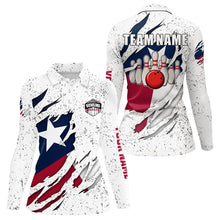 Load image into Gallery viewer, Personalized Texas Flag Grunge pattern Bowling Shirts For Women Custom Texas Bowling Team Jerseys NQS9468