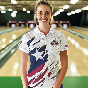 Personalized Texas Flag Grunge pattern Bowling Shirts For Women Custom Texas Bowling Team Jerseys NQS9468