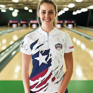 Personalized Texas Flag Grunge pattern Bowling Shirts For Women Custom Texas Bowling Team Jerseys NQS9468