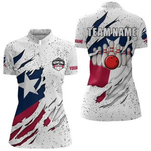 Personalized Texas Flag Grunge pattern Bowling Shirts For Women Custom Texas Bowling Team Jerseys NQS9468