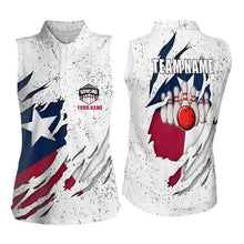 Load image into Gallery viewer, Personalized Texas Flag Grunge pattern Bowling Sleeveless Polo Shirt Custom Texas Bowling Team Jerseys NQS9468
