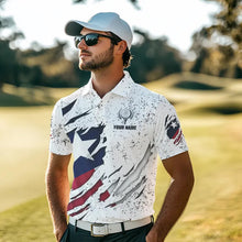 Load image into Gallery viewer, Personalized Texas Flag Grunge pattern Mens Golf Polo Shirts Custom patriotic Texas Golf Team Jerseys NQS9469