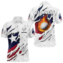 Load image into Gallery viewer, Personalized Texas Flag Grunge pattern Mens Golf Polo Shirts Custom patriotic Texas Golf Team Jerseys NQS9469