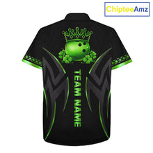 Load image into Gallery viewer, Black and Green clovers St Patrick's Day Bowling Button-up Shirt Custom Hawaiian Bowling Team jerseys NQS11692