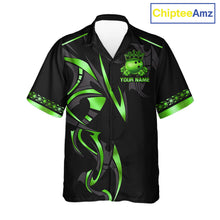 Load image into Gallery viewer, Black and Green clovers St Patrick's Day Bowling Button-up Shirt Custom Hawaiian Bowling Team jerseys NQS11692