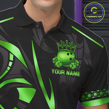 Load image into Gallery viewer, Black and Green clovers St Patrick's Day Bowling Shirts for Men Custom Bowling Team jerseys NQS11692