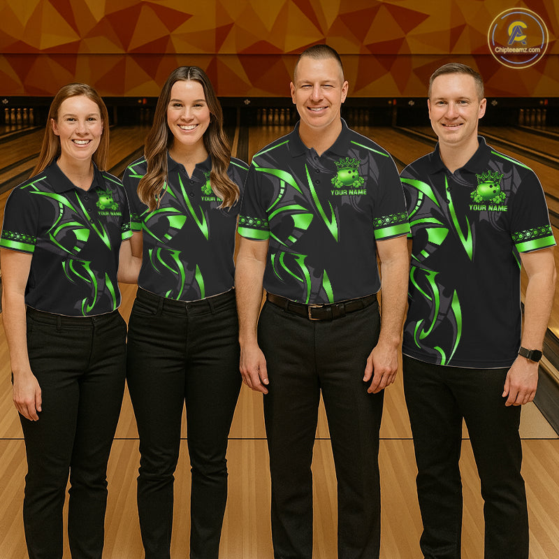 Black and Green clovers St Patrick's Day Bowling Shirts for Men Custom Bowling Team jerseys NQS11692