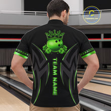 Load image into Gallery viewer, Black and Green clovers St Patrick's Day Bowling Shirts for Men Custom Bowling Team jerseys NQS11692
