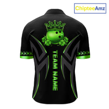 Load image into Gallery viewer, Black and Green clovers St Patrick's Day Bowling Shirts for Men Custom Bowling Team jerseys NQS11692