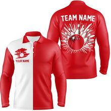 Load image into Gallery viewer, Red and white Retro Bowling shirts For Men Custom team bowling jerseys gift for Bowlers NQS7560