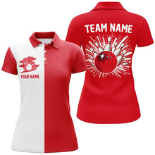 Load image into Gallery viewer, Red and white Retro Bowling shirts For Women Custom team bowling jerseys gift for Bowlers NQS7560
