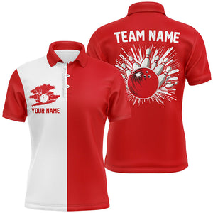 Red and white Retro Bowling shirts For Men Custom team bowling jerseys gift for Bowlers NQS7560