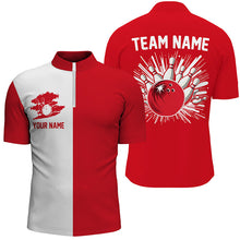 Load image into Gallery viewer, Red and white Retro Bowling shirts For Men Custom team bowling jerseys gift for Bowlers NQS7560