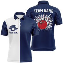 Load image into Gallery viewer, Navy Blue and white Retro Bowling shirts For Men Custom team bowling jerseys gift for Bowlers NQS7561