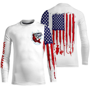American flag Striped bass fishing personalized patriotic UV Protection Striper Fishing Shirts for men NQS5592