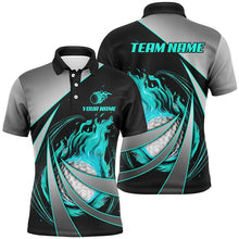 Load image into Gallery viewer, Mens golf polos shirts custom flame golf ball shirts for men, personalized golf gifts | Cyan Blue NQS7957