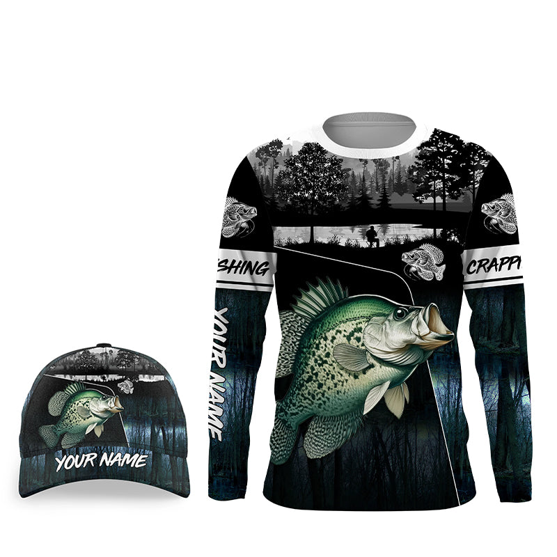 Crappie Fishing blue camo jerseys custom long sleeve hooded fishing shirts uv protection, fishing hats NQS3686