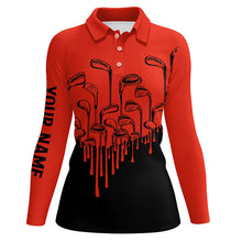 Load image into Gallery viewer, Red and black golf clubs Women golf polo shirts custom female golf attire for ladies NQS8585