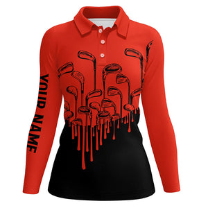 Red and black golf clubs Women golf polo shirts custom female golf attire for ladies NQS8585