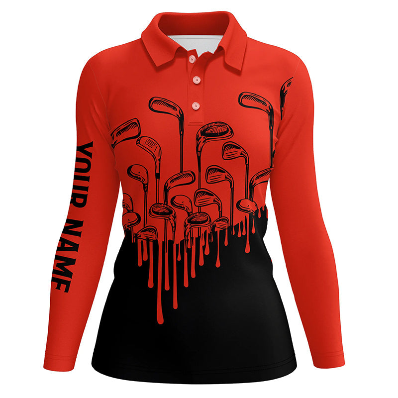 Red and black golf clubs Women golf polo shirts custom female golf attire for ladies NQS8585