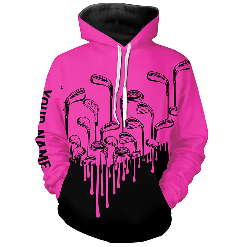 Pink and black golf clubs Golf Hoodies custom golf attire hoodie, golf gifts for men women NQS8586