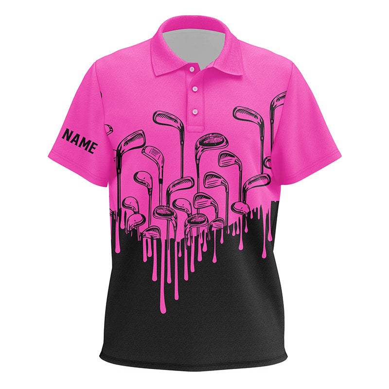 Pink and black golf clubs Kid golf polo shirts custom golf attire for Kid, golf gifts for children NQS8586