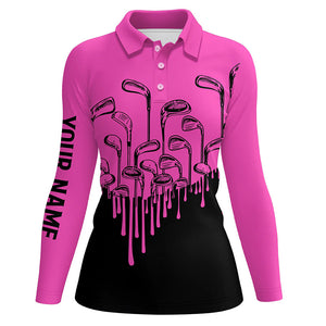 Pink and black golf clubs Women golf polo shirts custom golf attire for ladies, golf gifts for women NQS8586