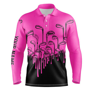 Pink and black golf clubs Mens golf polo shirts custom male golf attire for men, golf gifts for men NQS8586