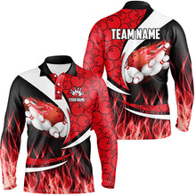 Load image into Gallery viewer, Red Flame Bowling Camo Bowling Polo, Quarter Zip Shirts For Men Custom Bowling Team Bowler Jerseys NQS8588