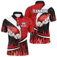 Load image into Gallery viewer, Red Flame Bowling Camo Bowling Polo, Quarter Zip Shirts For Men Custom Bowling Team Bowler Jerseys NQS8588