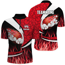 Load image into Gallery viewer, Red Flame Bowling Camo Bowling Polo, Quarter Zip Shirts For Men Custom Bowling Team Bowler Jerseys NQS8588