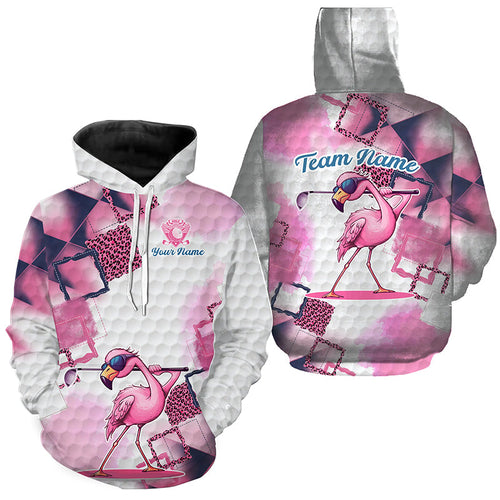 Pink Flamingo leopard pattern Golf Hoodies custom golf outfit for men women, flamingo tops NQS8591