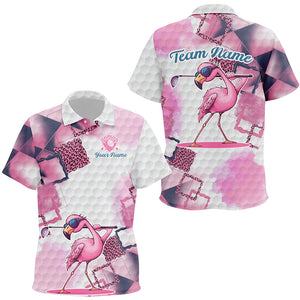 Pink Flamingo leopard pattern Kid golf polo shirts custom golf outfit for kid, flamingo tops NQS8591