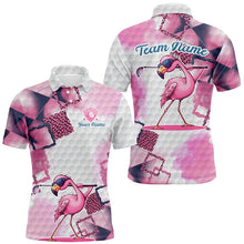 Load image into Gallery viewer, Pink Flamingo leopard pattern Mens golf polo shirts custom mens golf apparel, flamingo tops NQS8591