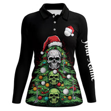 Load image into Gallery viewer, Funny Skull Golf Christmas Tree Women golf polo shirt custom ladies golf tops Christmas golf gifts NQS8838