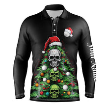 Load image into Gallery viewer, Funny Skull Golf Christmas Tree Men golf polo shirt custom mens golf tops unique Christmas golf gifts NQS8838