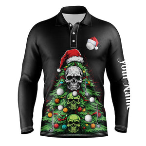 Funny Skull Golf Christmas Tree Men golf polo shirt custom mens golf tops unique Christmas golf gifts NQS8838