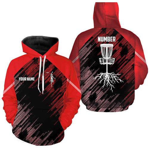 Red Disc golf basket camo custom name and number disc golf Hoodies, disc golf outfit NQS9066