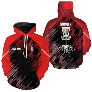 Red Disc golf basket camo custom name and number disc golf Hoodies, disc golf outfit NQS9066